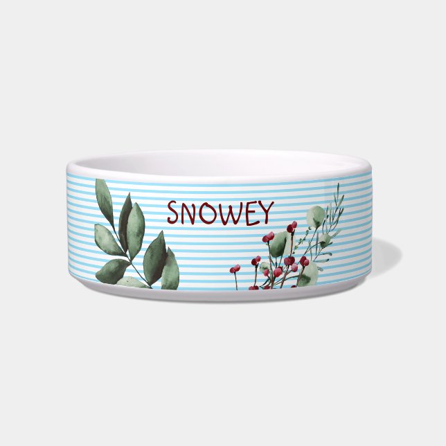 Écuelle Bébé Bleu Motif avec Floral | Chien personnalisé (Devant)