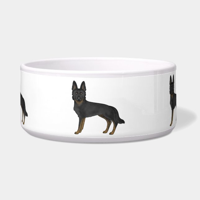 Écuelle Bi-Noir berger allemand mignon chien de dessin (Devant)