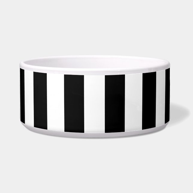 Écuelle Black and White Stripe Ceramic Pet Bowl (Devant)