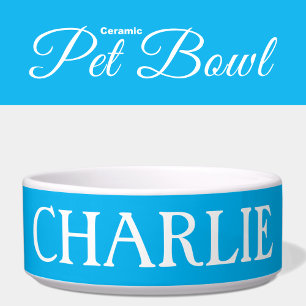 Écuelle Blanc et bleu avec nom chat ou chien