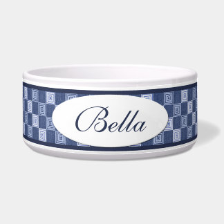Écuelle Bleu Denim Carrés céramique personnalisée botte de
