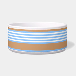 Écuelle Bleu et blanc cinq bandes motif avec bronze
