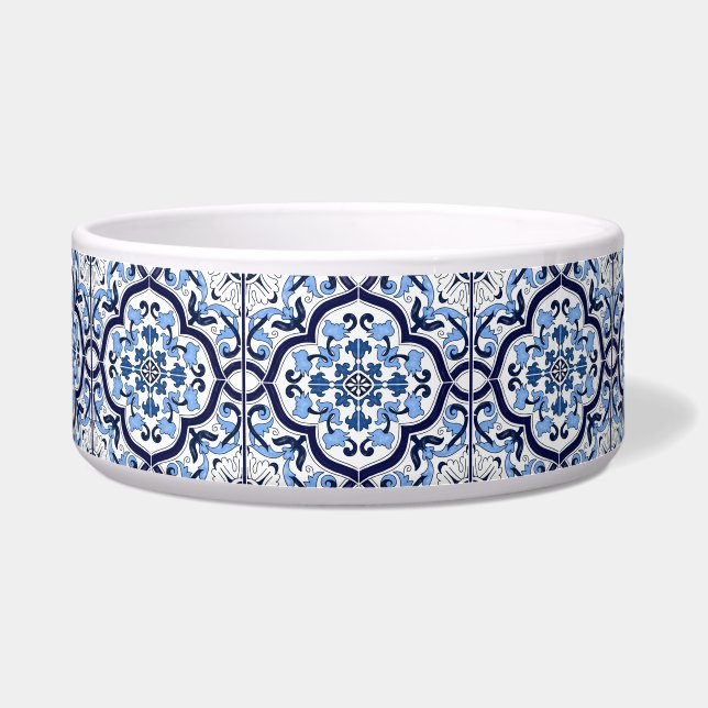 Écuelle  Bleu Floral Méditerranéen Carrelage Sicilien Pet  (Devant)