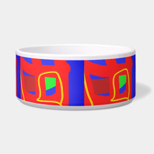 Écuelle bleu marine et rouge abstient motif brun brillant