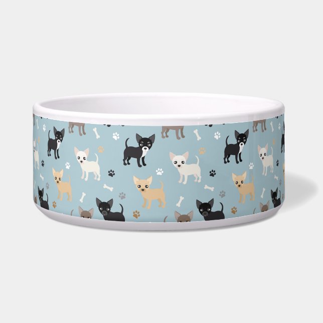Écuelle Bleu mignon de motif de chiwawa (Devant)