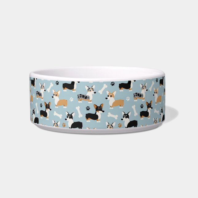 Écuelle Bleu Motif de Corgi (Devant)