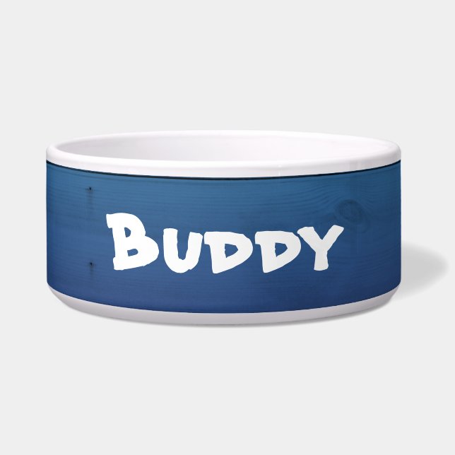 Écuelle Bleu Rustique Personnalisé Grand Bol de Chien : ÉD (Devant)