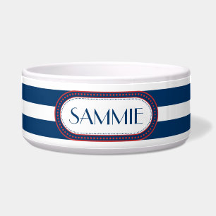 Écuelle Bleu sportif   Monogramme Motif à rayures blanches