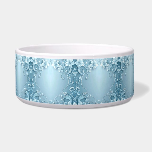 Écuelle Blue Decorative Floral Ceramic Pet Bowl (Devant)