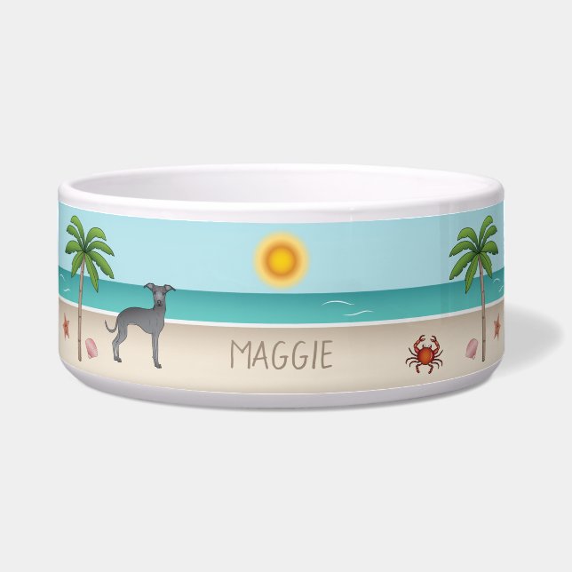 Écuelle Blue Italien Greyhound À Tropical Summer Beach (Devant)