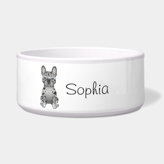 Écuelle Blue Merle French Bulldog Frenchie Cute Dog & Name (Devant)