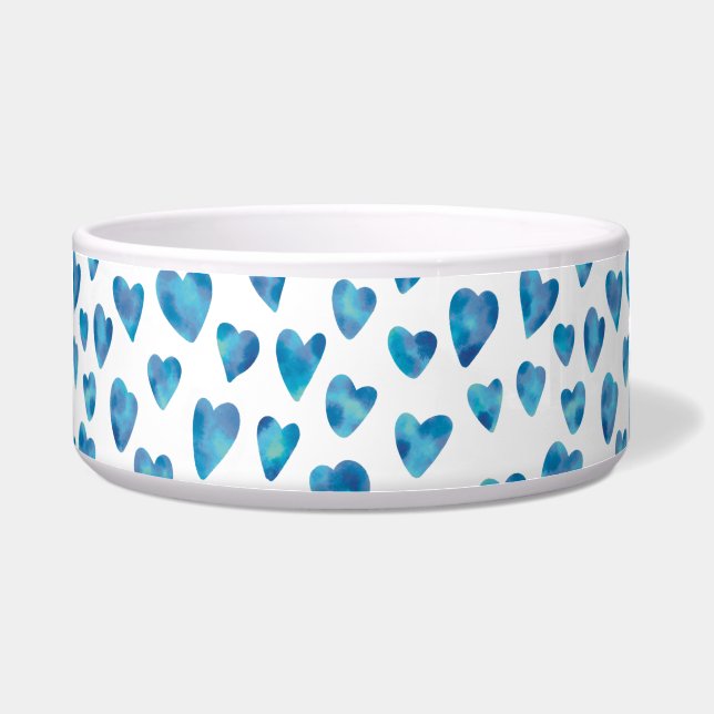Écuelle Boeuf pour animaux de compagnie blanc et bleu (Devant)