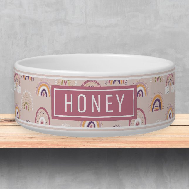 Écuelle Boho Rainbow en rose Nom Modèle Pet Bowl (Créateur téléchargé)