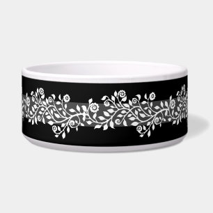 Écuelle Boho Vintage élégant Floral Élégant Noir Gris