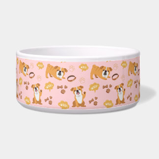 Écuelle Bol à motif à thème Bouledogue (Rose) en céramique