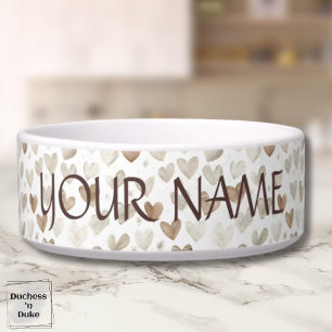 Écuelle Bol à motifs cœur neutre shabby chic pour animaux