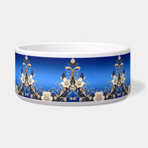 Écuelle Bol à motifs floraux bleus et blancs pour animaux 