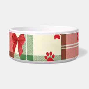 Écuelle Bol à Noël rustique pour chat – Rouge et vert fest