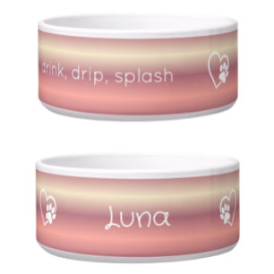 Écuelle Bol à nom de chien 'drink drip splash' Peach