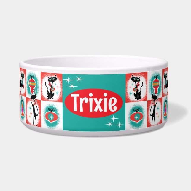 Écuelle Bol à nourriture pour chats de Noël rétro personna (Devant)