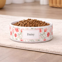 Bol à Nourriture pour Chien avec Fleurs Personnali