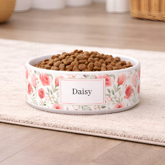 Écuelle Bol à Nourriture pour Chien avec Fleurs Personnali