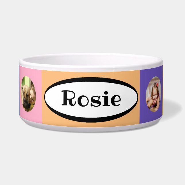 Écuelle Bol à nourriture pour chien en céramique à carreau (Devant)