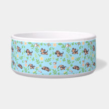 Bol à nourriture pour chien teckel décoration flor