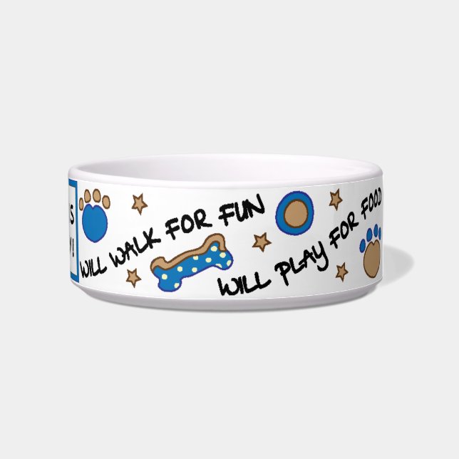 Écuelle Bol alimentaire moyen pour chien "Jouera pour de l (Droite)