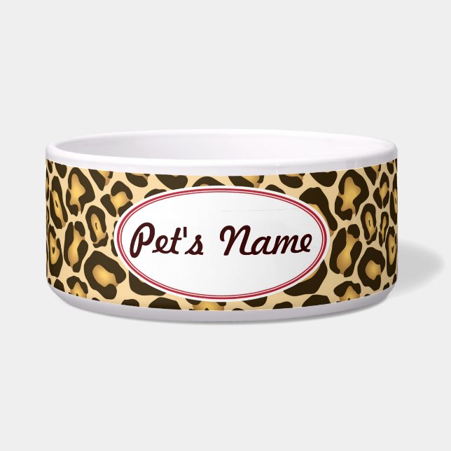 Écuelle Bol de chien Empreinte de léopard personnalisable (Devant)