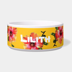 Écuelle Bol de nourriture pour chien avec Hibiscus Design