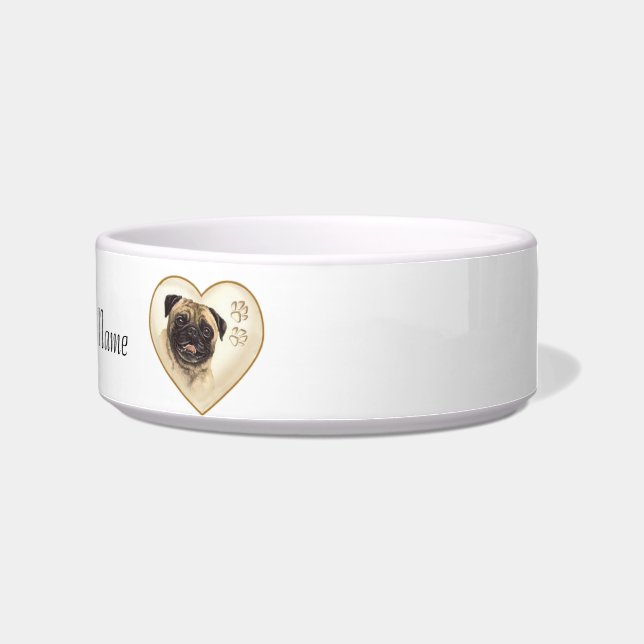 Écuelle Bol ou assiette à nourriture pour chien PUG (Droite)