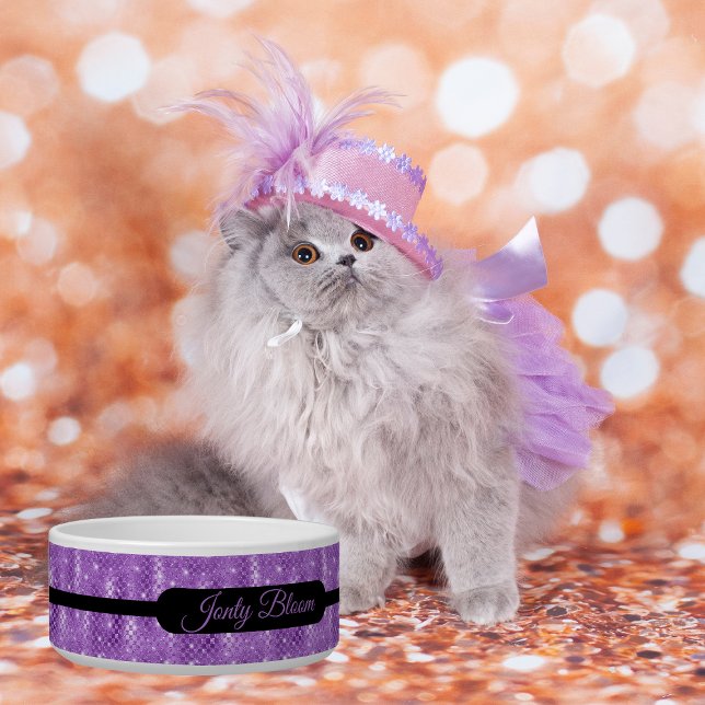 Écuelle Bol personnalisé au glamour lilas faux pour animal (Créateur téléchargé)