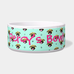 Écuelle Bol personnalisé avec impression de pug pour chien