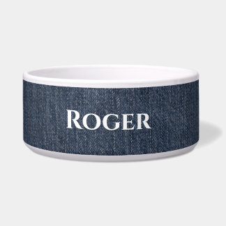Écuelle Bol personnalisé en denim bleu pour animal de comp