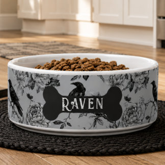 Écuelle Bol personnalisé noir gothique fleur raven