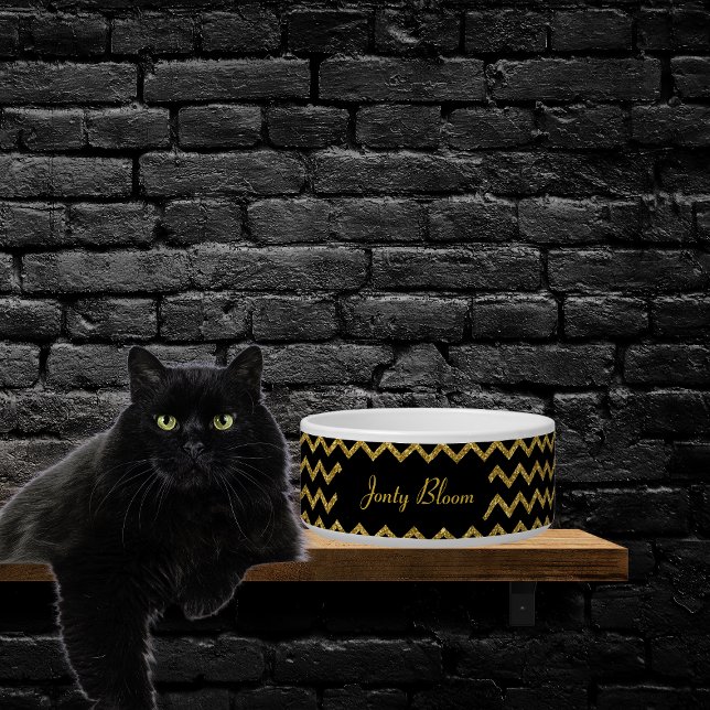 Écuelle Bol personnalisé or et noir à paillettes Chevron p (Créateur téléchargé)