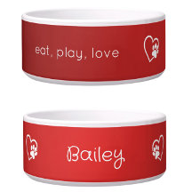 Bol personnalisé pour chien 'Red Eat Play Love'