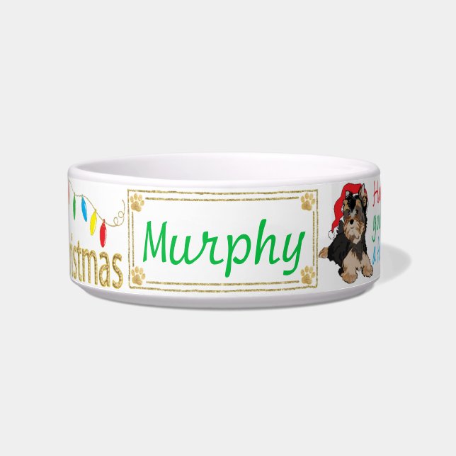 Écuelle Bol pour animaux de compagnie mignon chien de Noël (Devant)