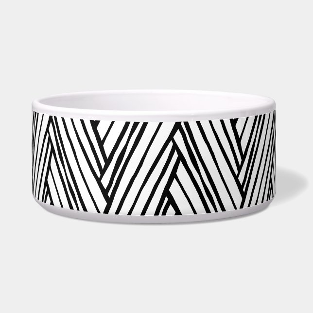 Écuelle Bol pour animaux de compagnie noir et blanc (Devant)