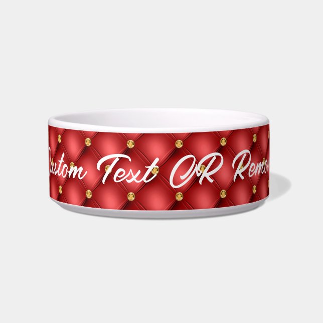 Écuelle Bol pour animaux de compagnie rouge et or avec tex (Devant)