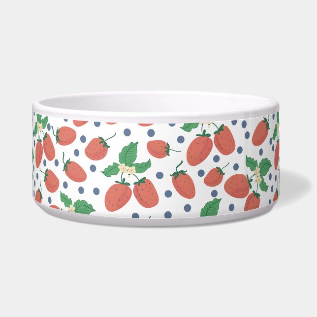 Écuelle Bol pour animaux en céramique de fraises (Devant)