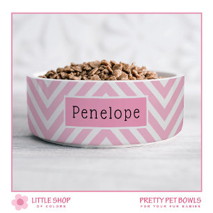 Écuelle Bol pour animaux personnalisé à chevron rose moder