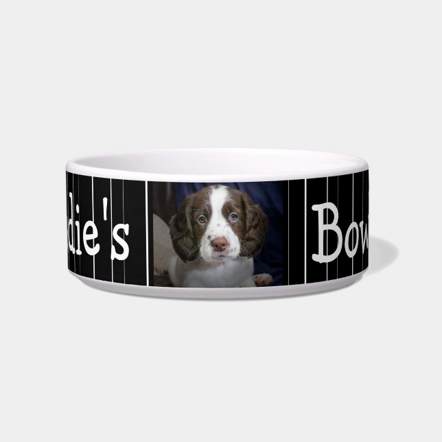 Écuelle Bol pour chien à photo personnalisée rayure noir e (Devant)