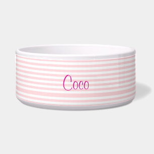 Écuelle Bol pour chien mignon rose et blanc rayé