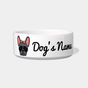 Écuelle Bol pour chienne Bouledogue Français bleu