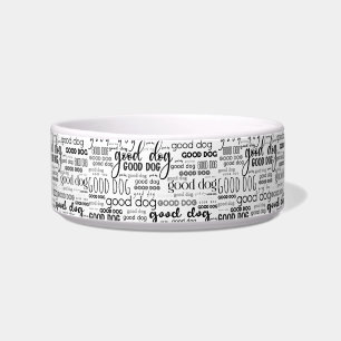 Écuelle Bon Motif de typographie de chien noir et blanc