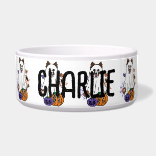 Écuelle Bordure Collie foncé Brown Halloween Chien fantôme