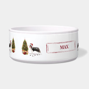 Écuelle Bordure Collie Funny Chien de Noël avec arbre
