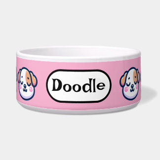 Écuelle "Boule de chien Kawaii personnalisée avec étiquett